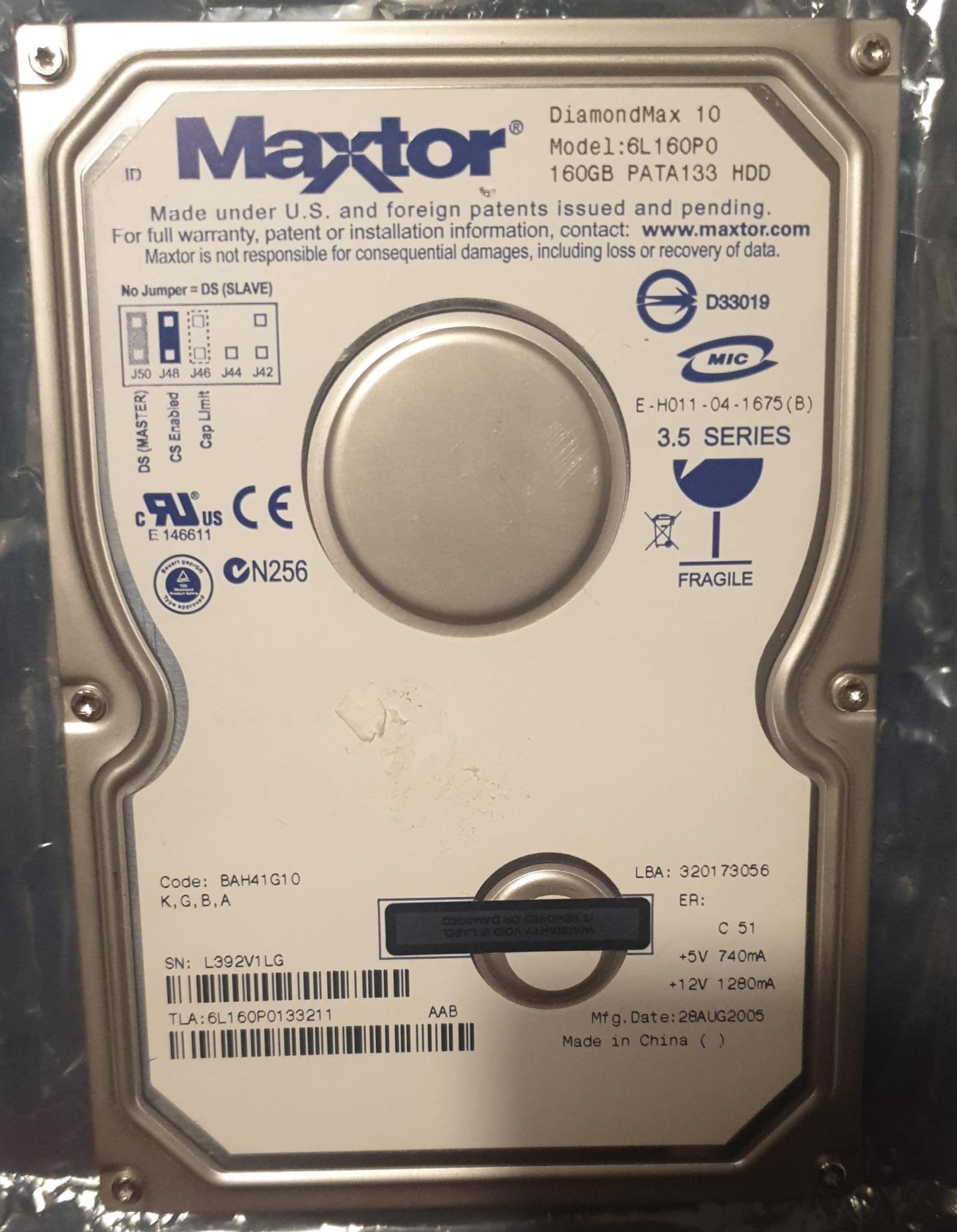 Disque dur MAXTOR 160 GB