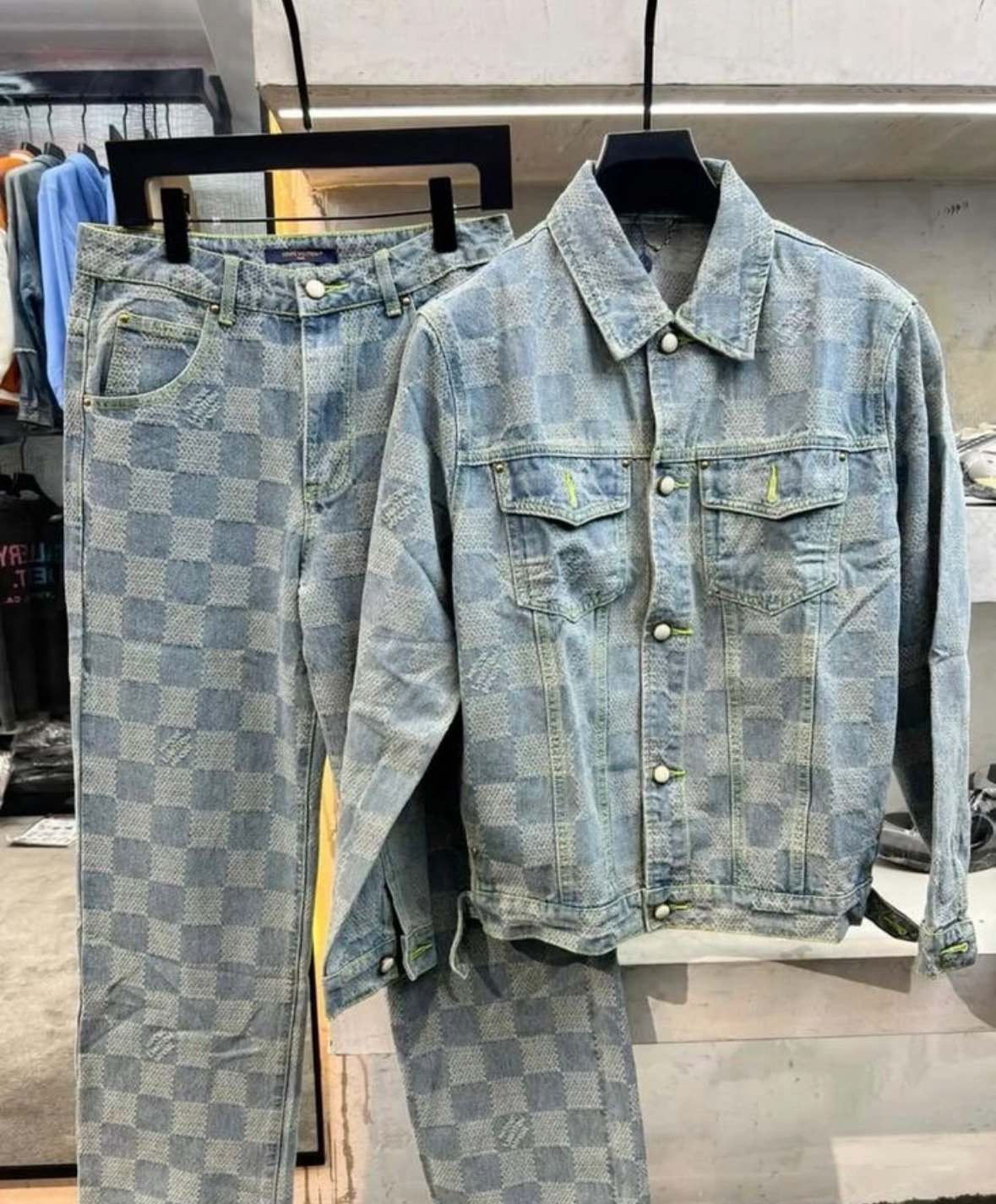 Ensemble denim à carreaux