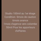 Studio à louer vers Colombe