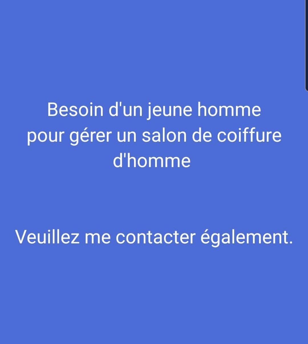 Besoin coiffeur pour gérer salon de coiffure homme