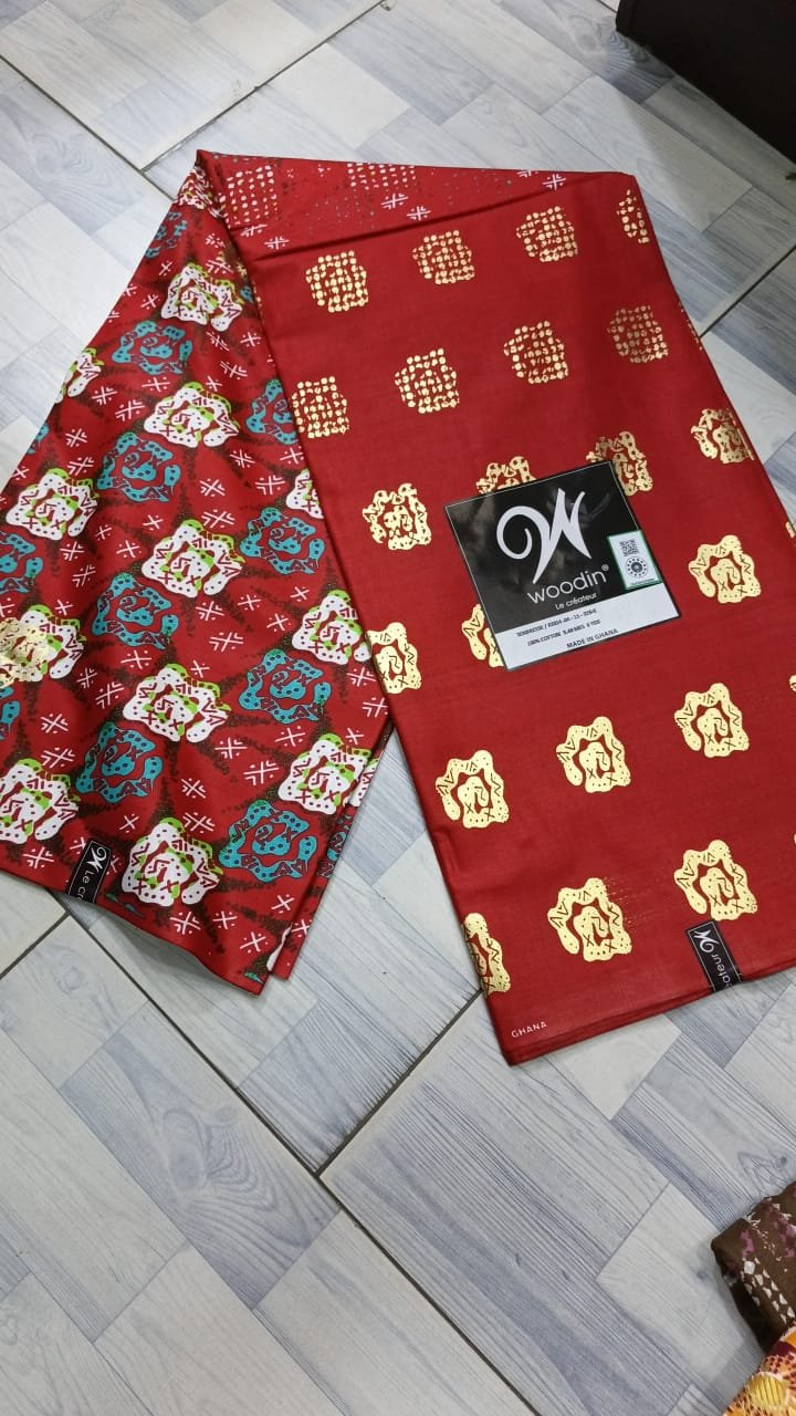 Tissu Woodin Or rouge