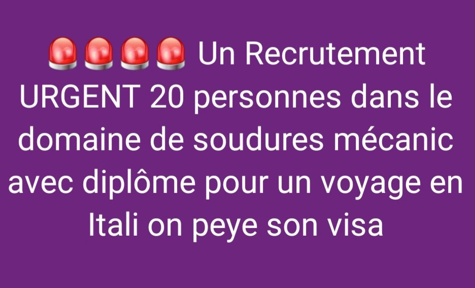 Recrutement pour Italie 📢🚨☎️🔥