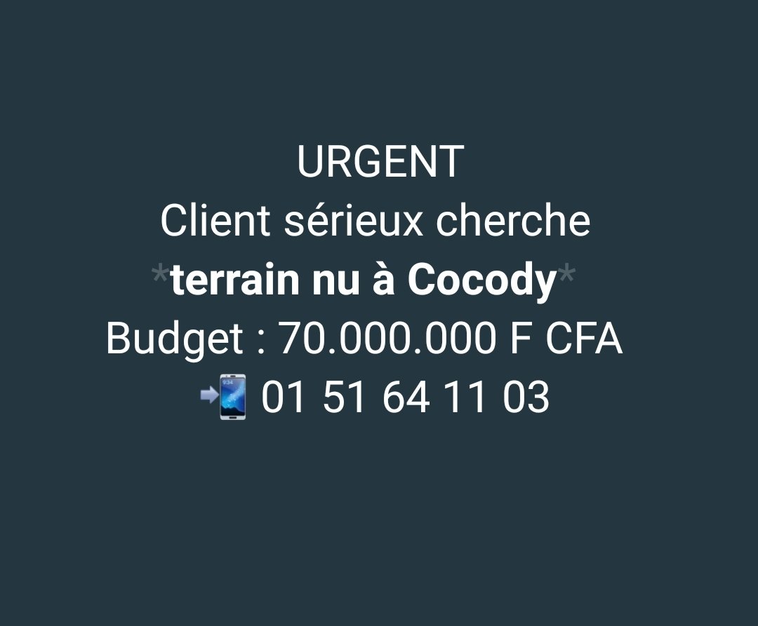 URGENT Besoin terrain nu à Cocody URGENT