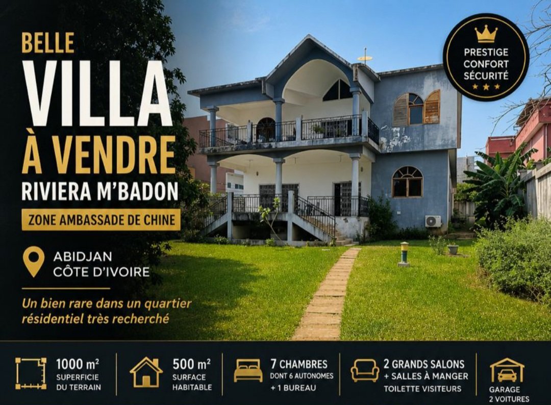 VILLA RIVIERA M’BADON À VENDRE