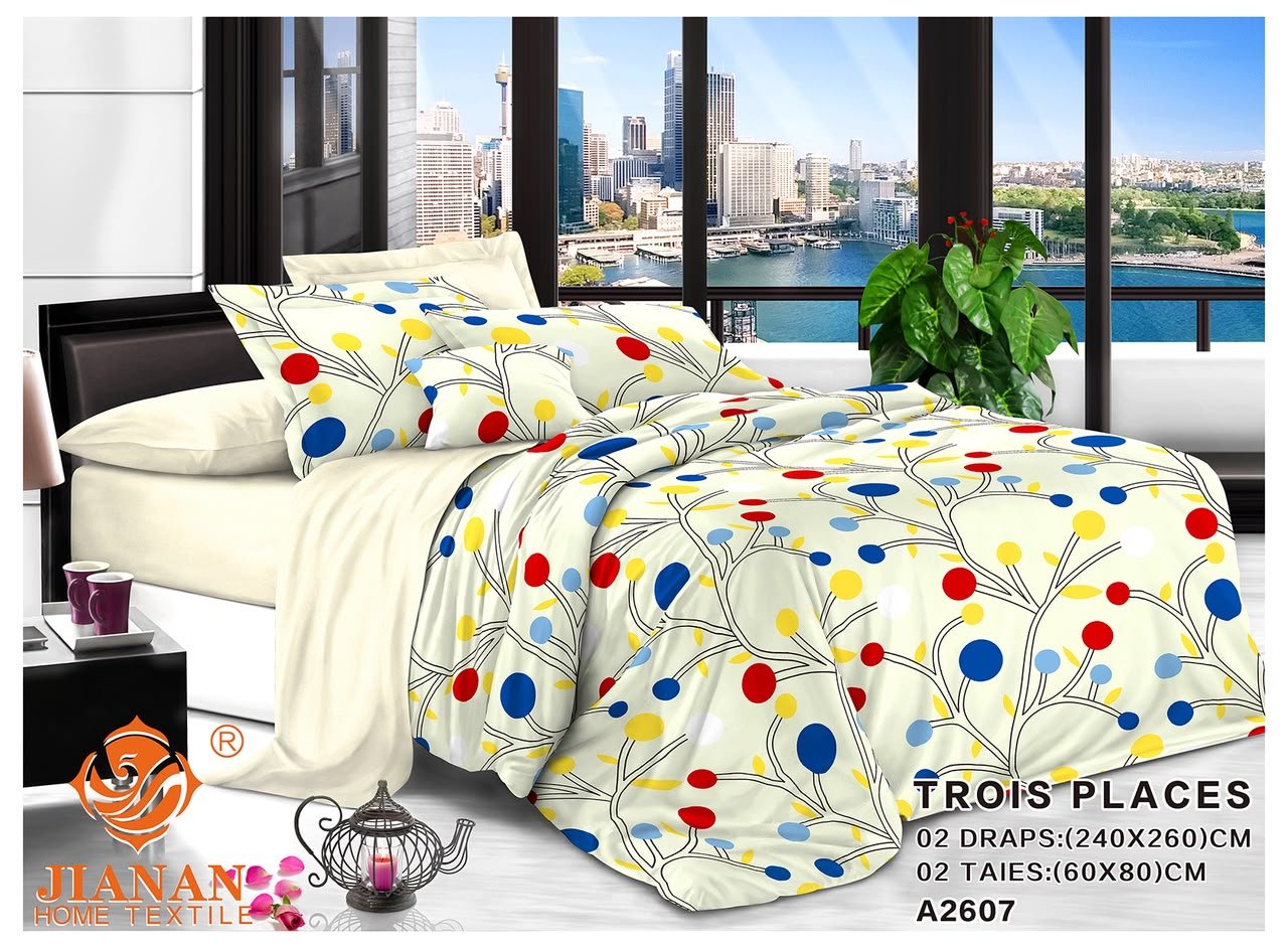 Draps trois places Éclat multicolore