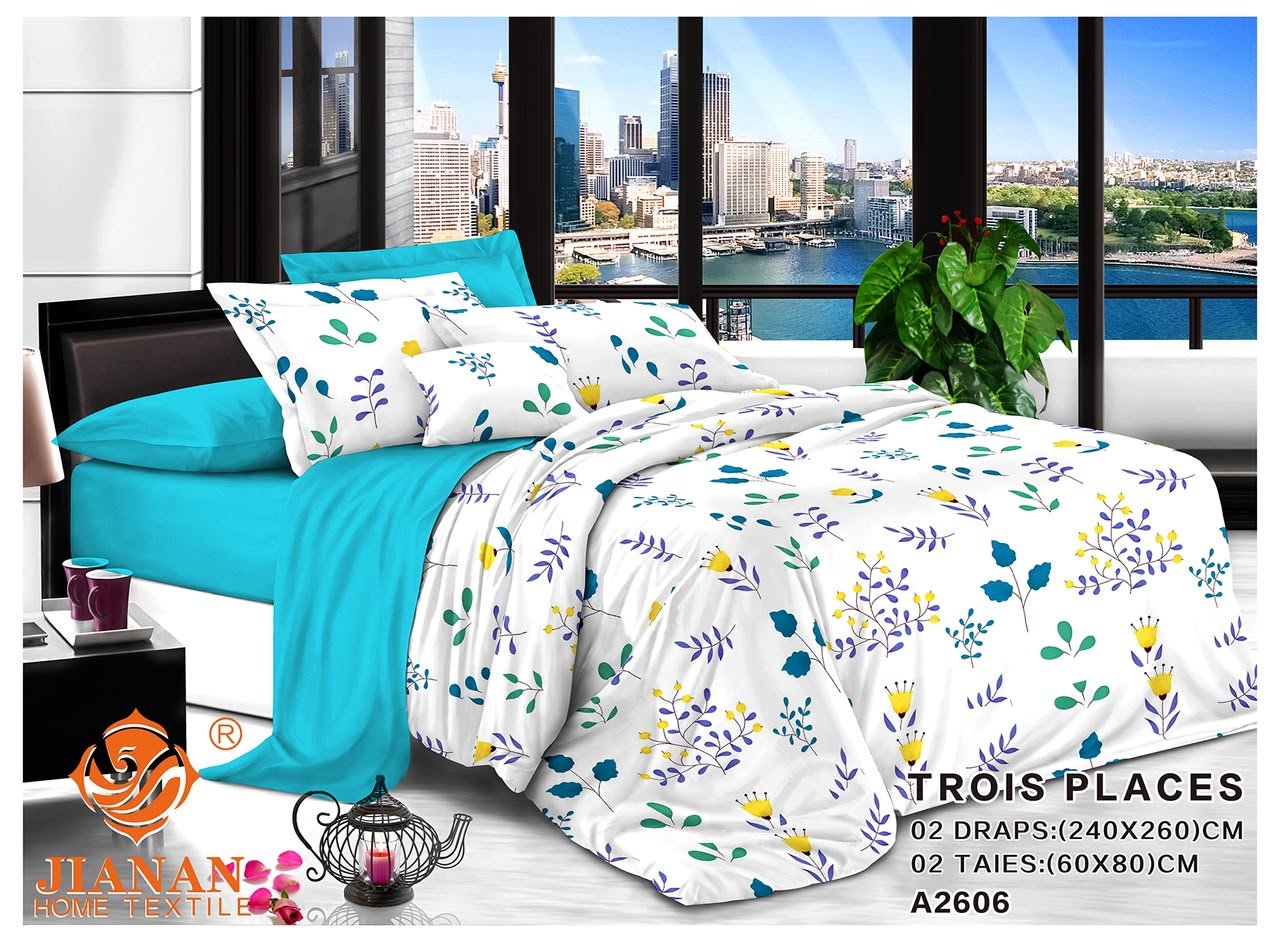 Parures Jianan 3p jardin bleu turquoise