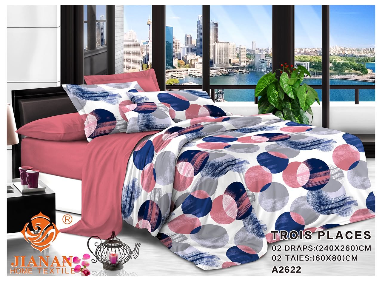 Ensemble lit 3p styles moderne Rose bleu