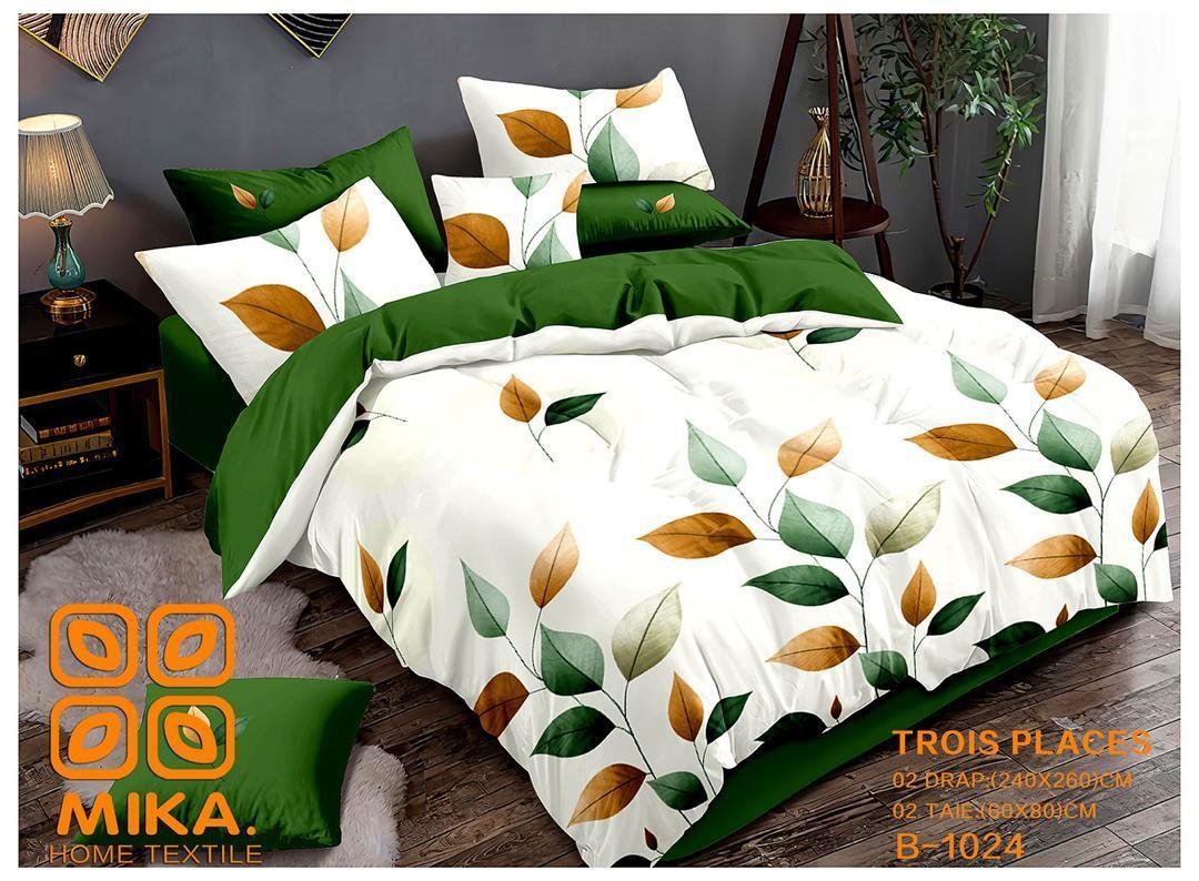 Feuilles d’automne parures 3P vert blanc marron