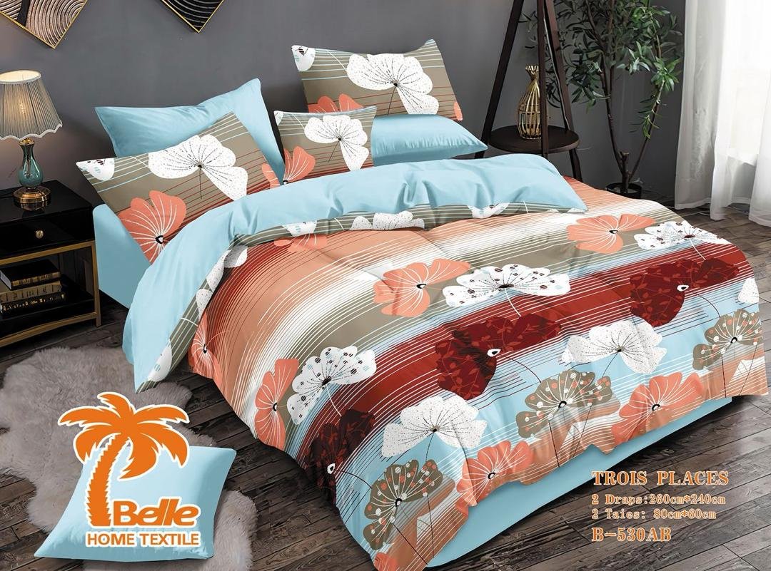 Ensemble Lit 3P style fleur Aquarelle