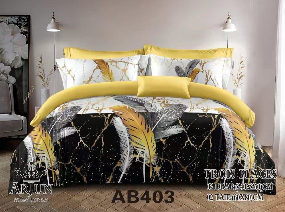 Plumes Royal Ensemble Lit 3P Noir OR Jaune