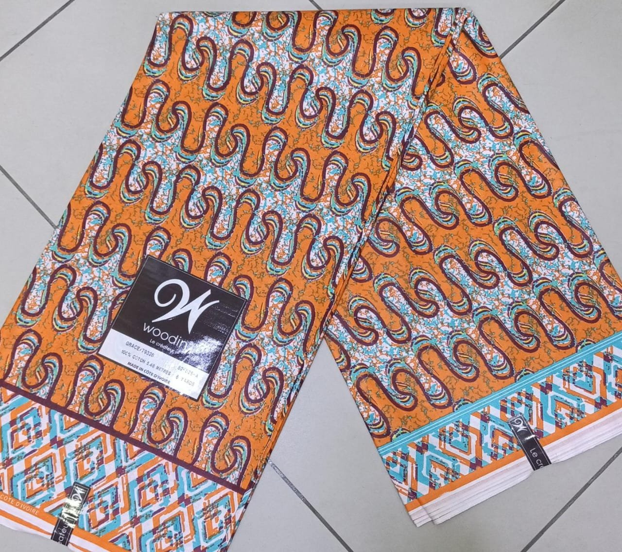 Pagnes woodin Motif vague-Orange turquoise