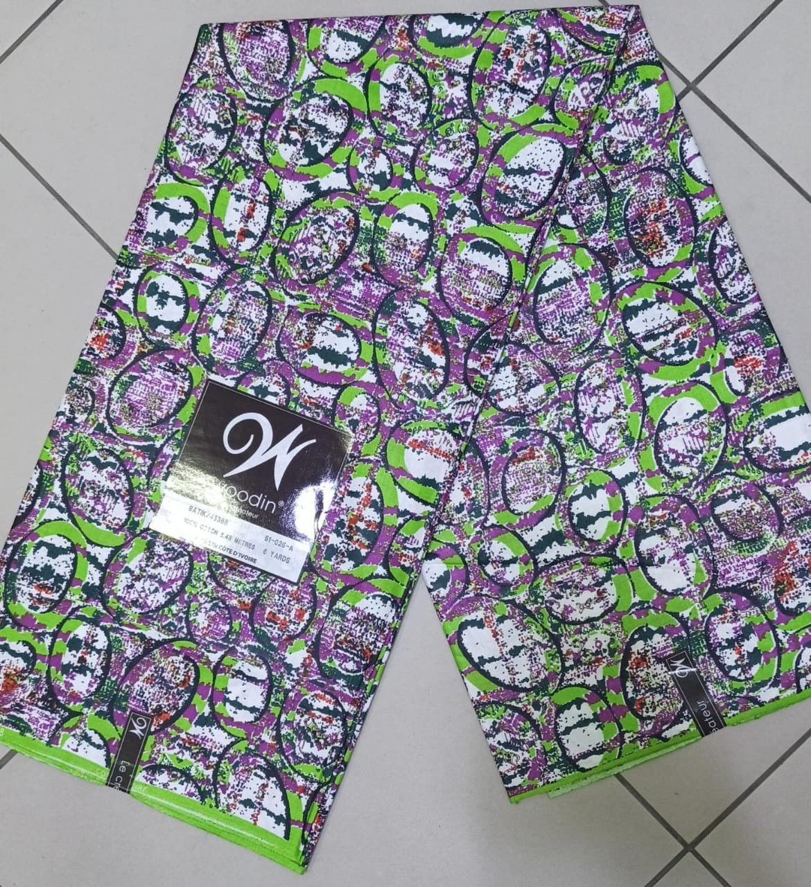 Pagne woodin Cercles Batik vert Anis Violet