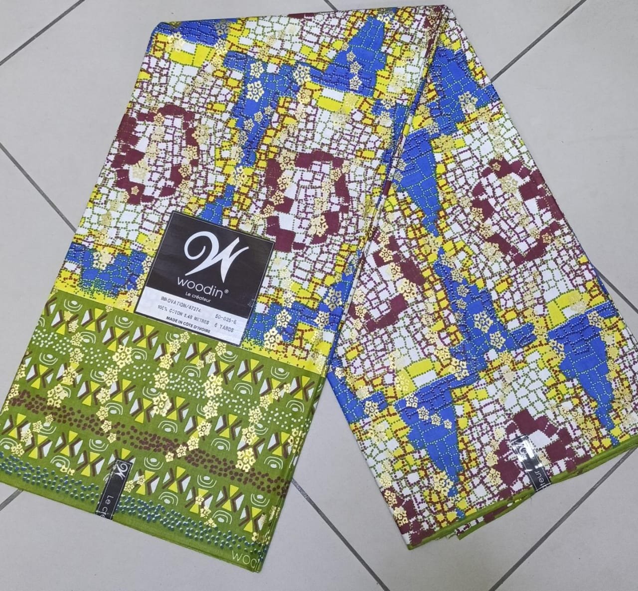 Pagne Woodin Mosaïque Innovation Bleu Jaune vert