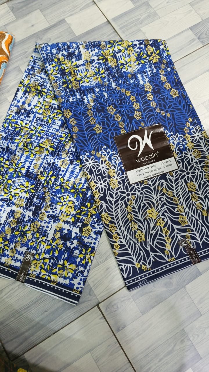 Nouveauté Woodin Motif Feuilles- Bleu Jaune
