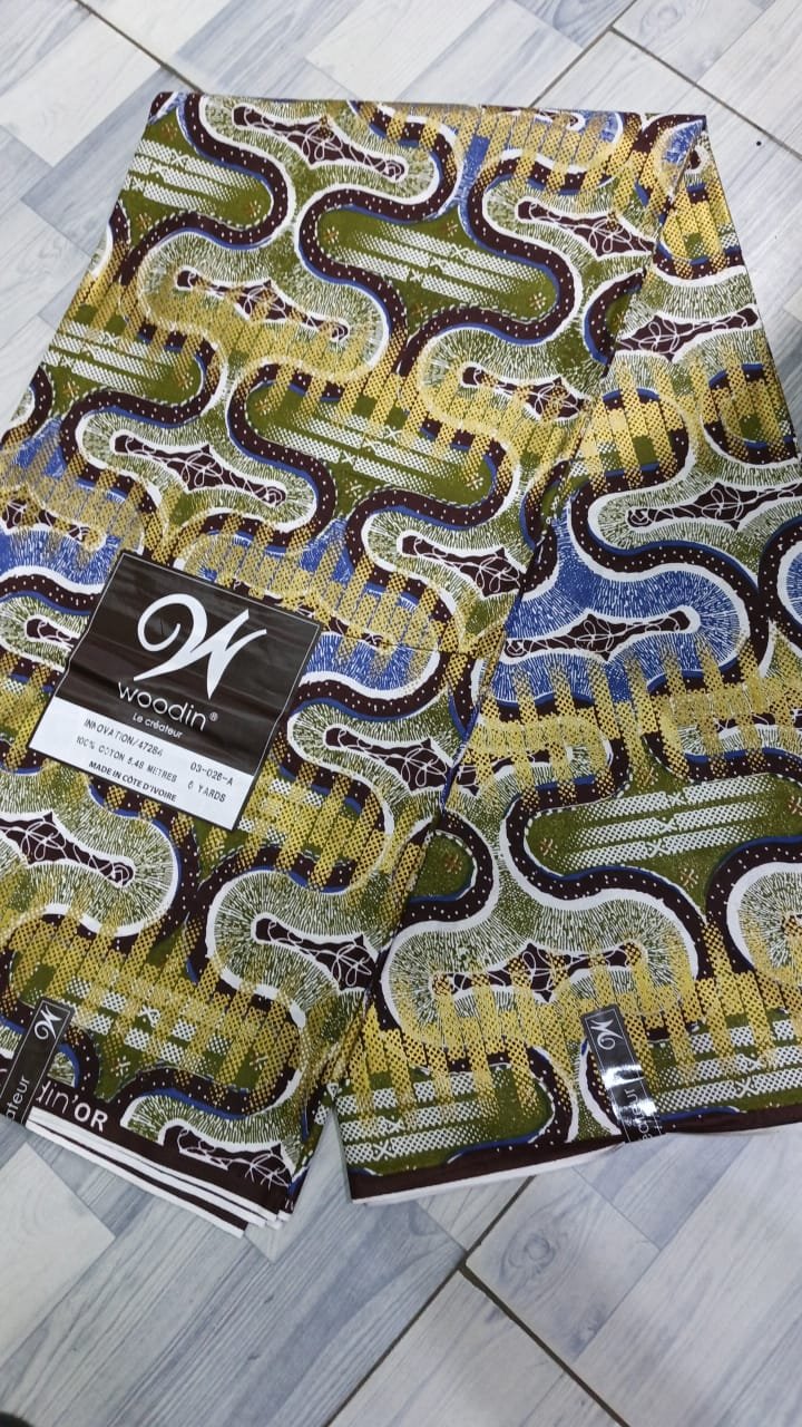 Woodin Or Fabric-Flowing Waves- Olive Gold