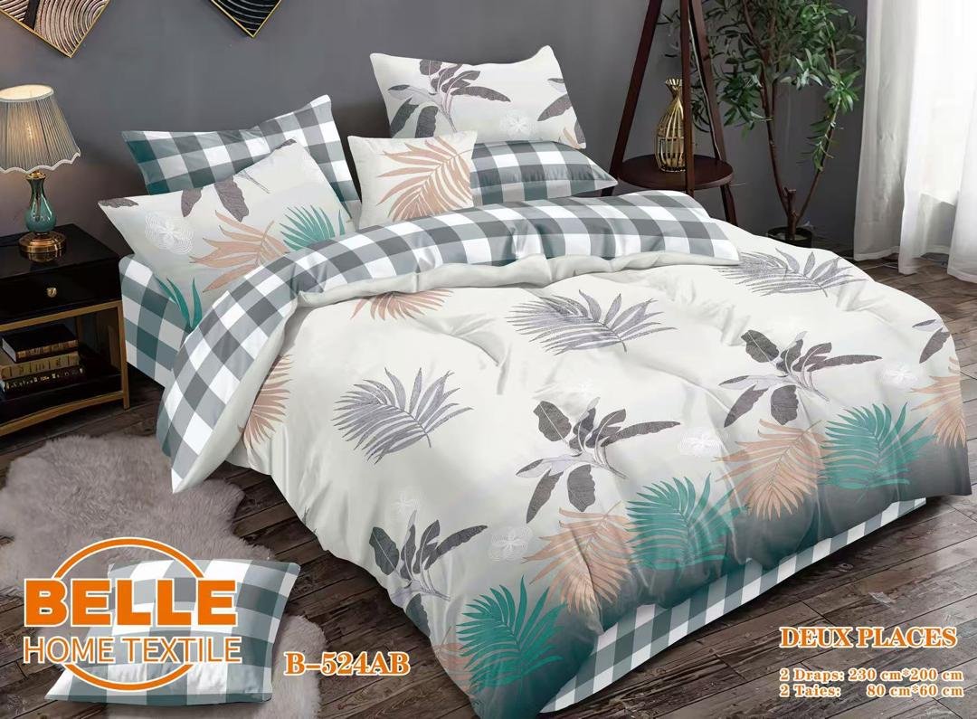 Parure de lit – Feuilles Tropicales- Blanc Vert