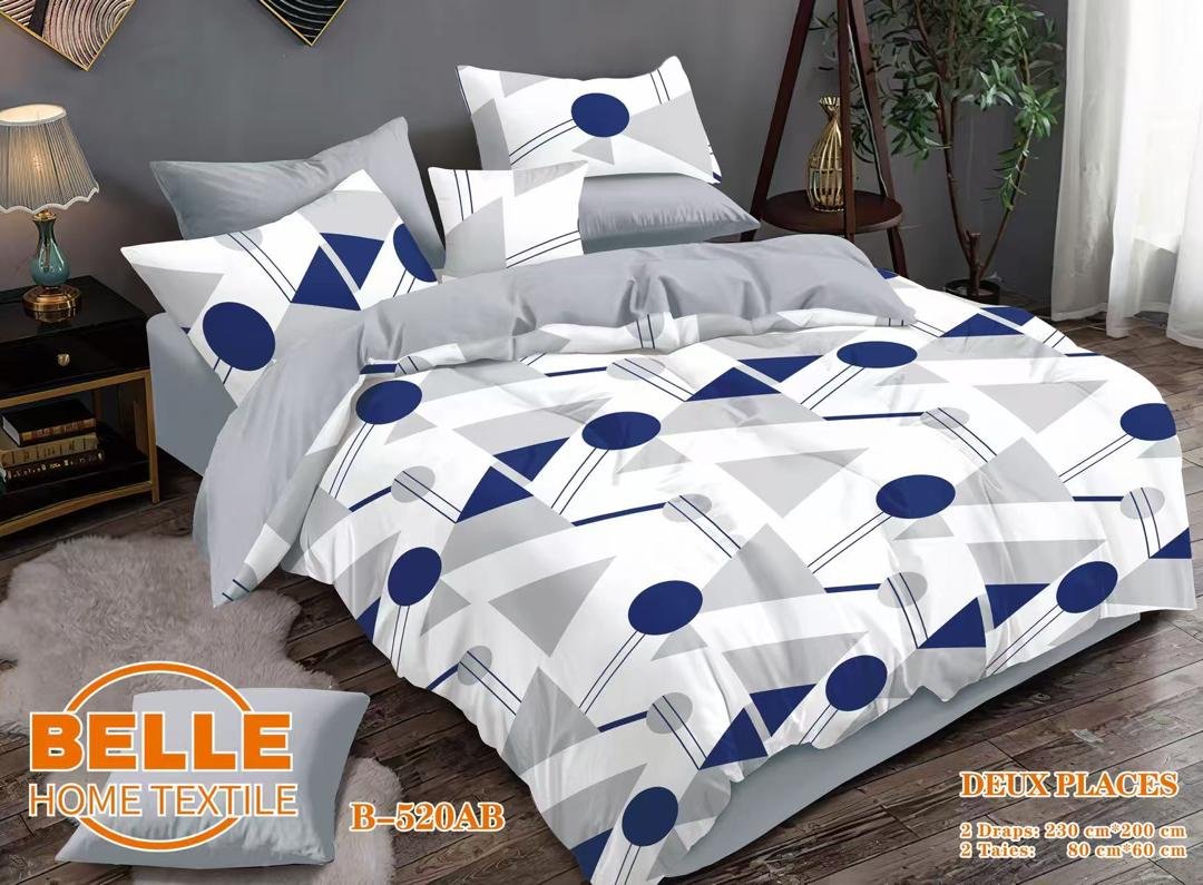 Parure de lit – Geometrie Bleue – Bleu Gris 2 places