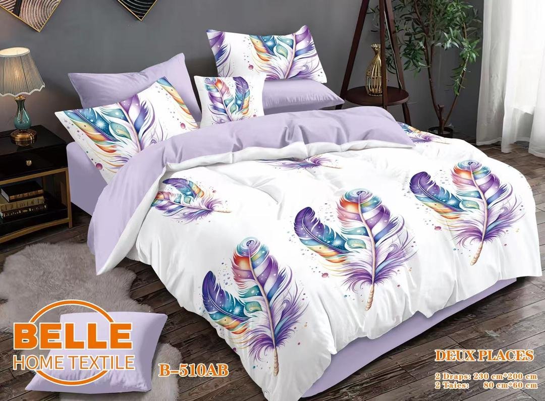 Parure de lit – plumes Féerique – Violet Multicolore