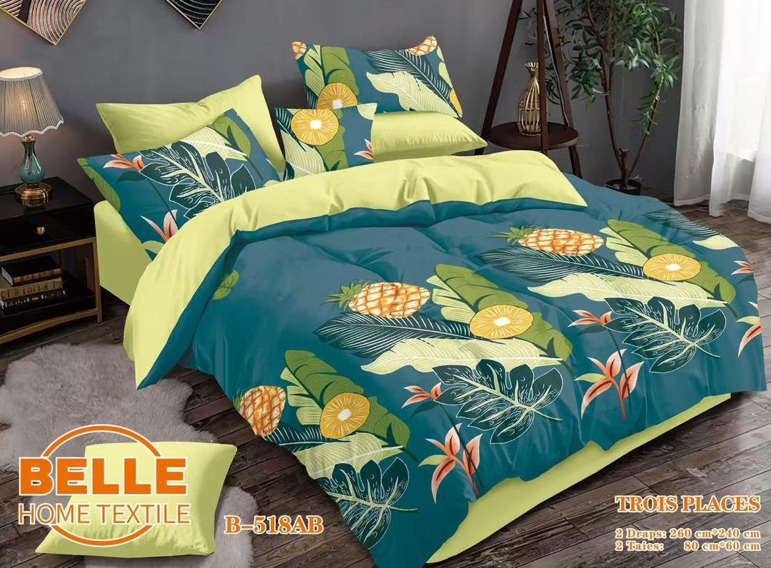 Drap – Motif Ananas + Feuilles – 2 Draps+2 taies