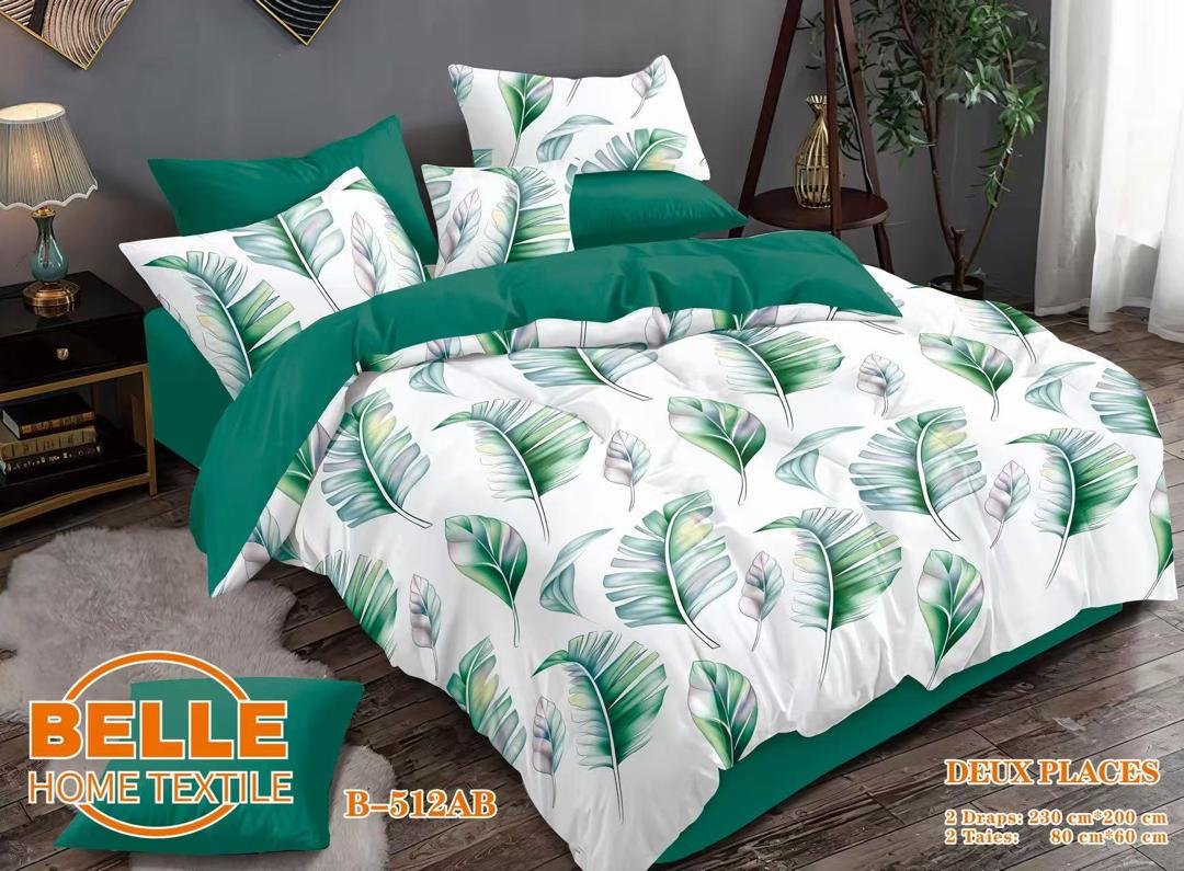 Parure de lit – Feuilles Tropicales-Vert Blanc