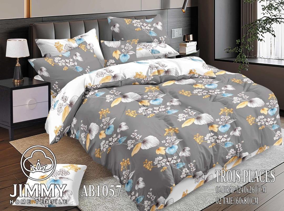Parure de lit – Fleurs Aquarelle – Gris Doré