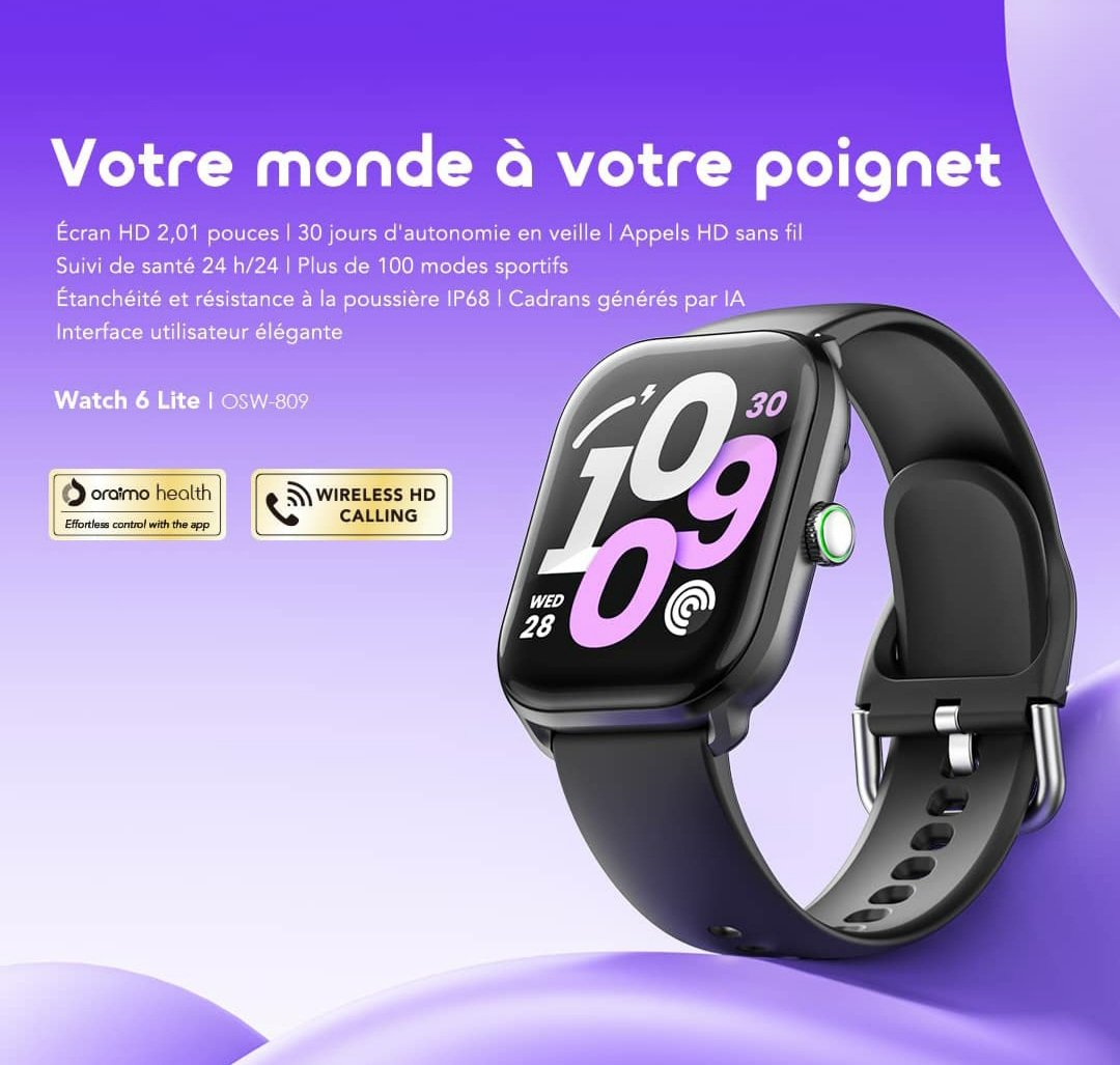 🔥 SMARTWATCH ORAIMO 6 LITE OSW-809 MONTRE CONNECTÉE 🔥