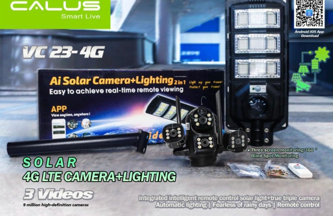 AI Caméra Solaire 4G + Projecteur LED CALUS VC23-4G