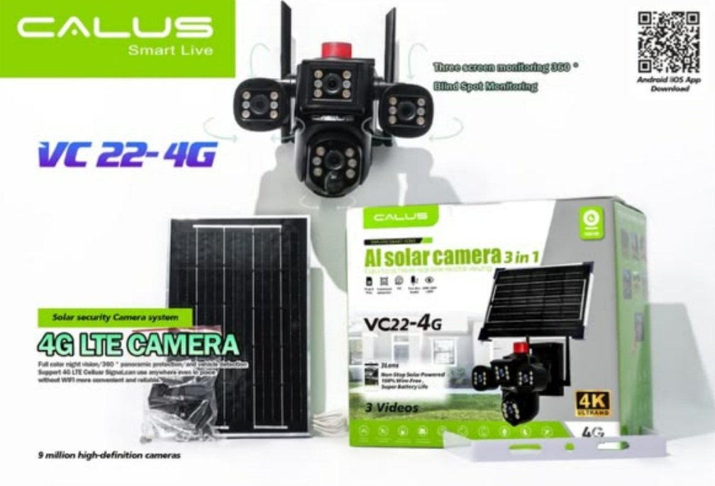 CAMÉRA 4G CALUS VC22-4G – 3 OBJECTIFS 360° 4K