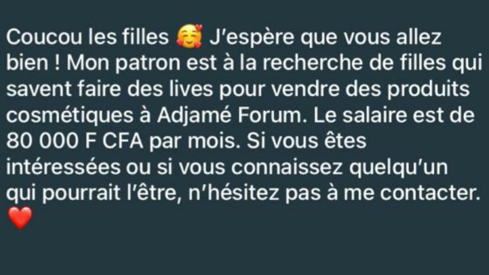 Besoin VENDEUSE LIVE TIKTOK FACEBOOK 💄OFFRE D’EMPLOI