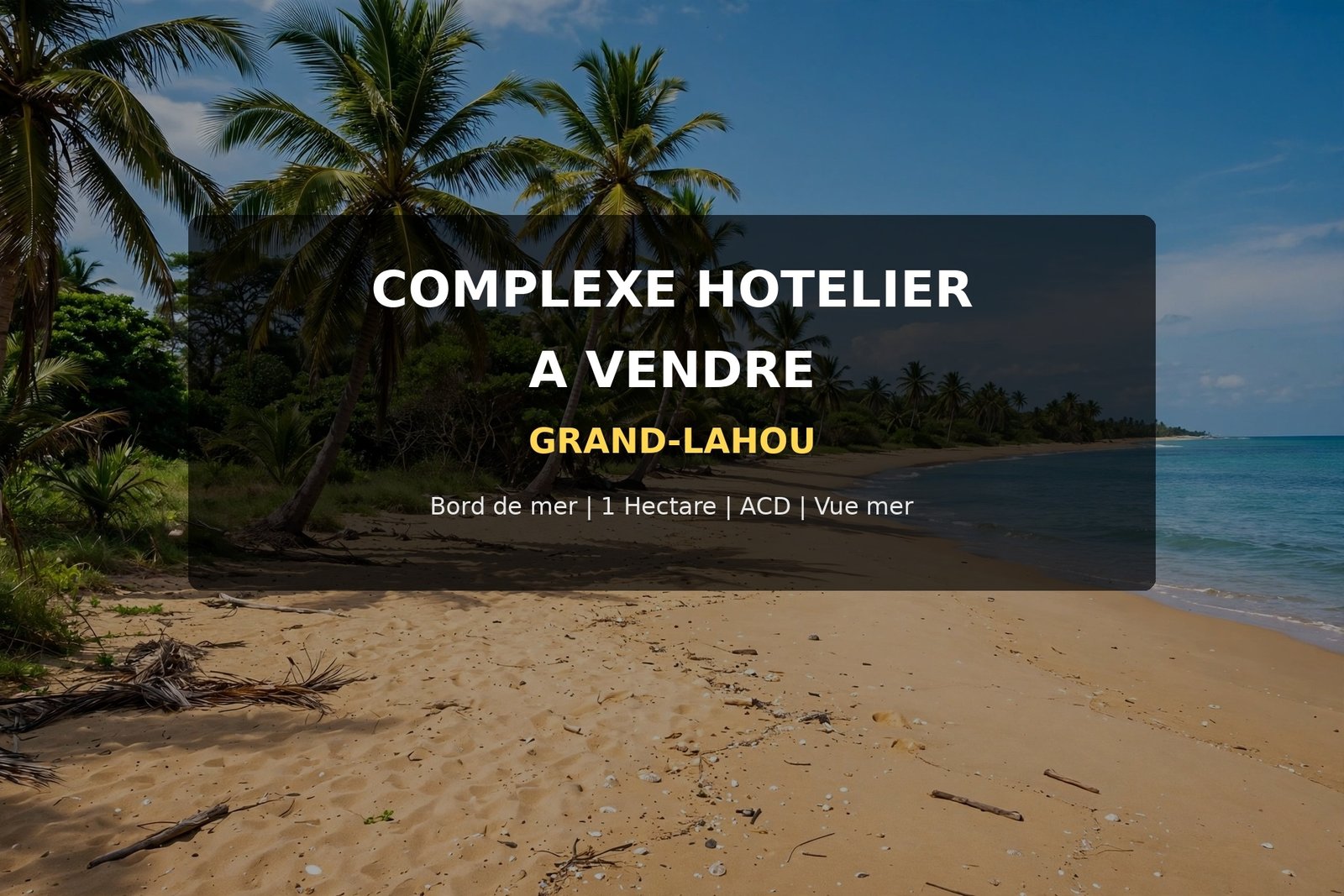 COMPLEXE HÔTELIER GRAND-LAHOU À VENDRE 🌊