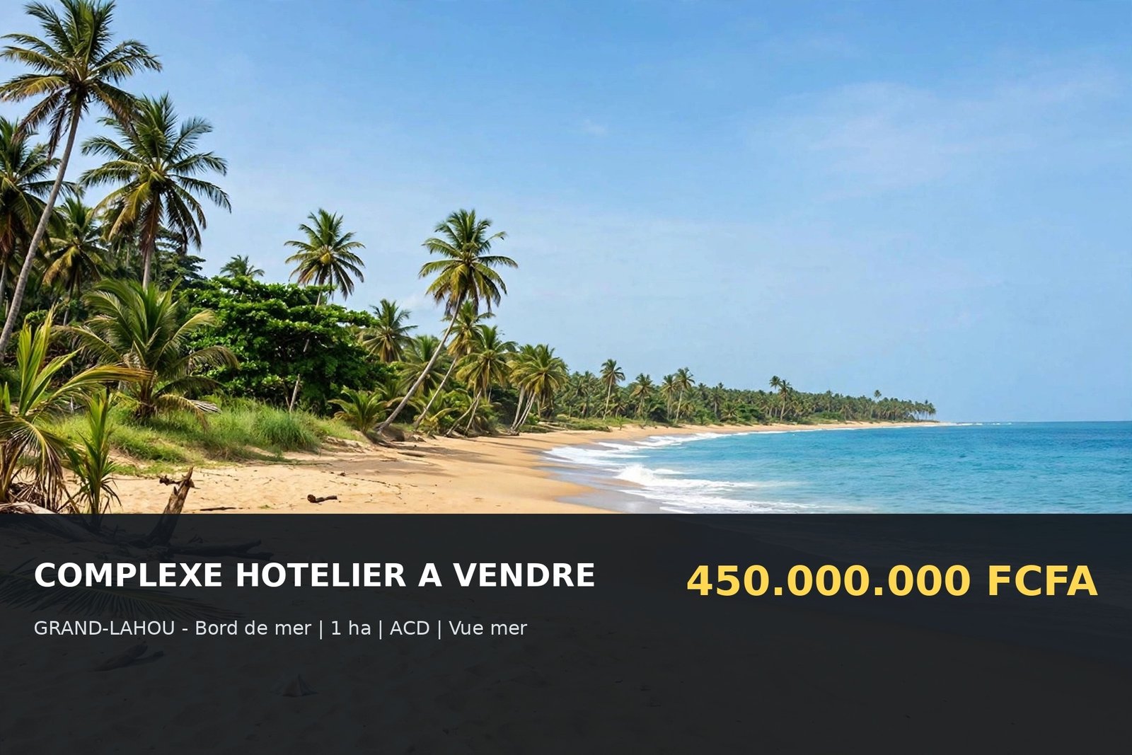 COMPLEXE HÔTELIER GRAND-LAHOU À VENDRE 🌊