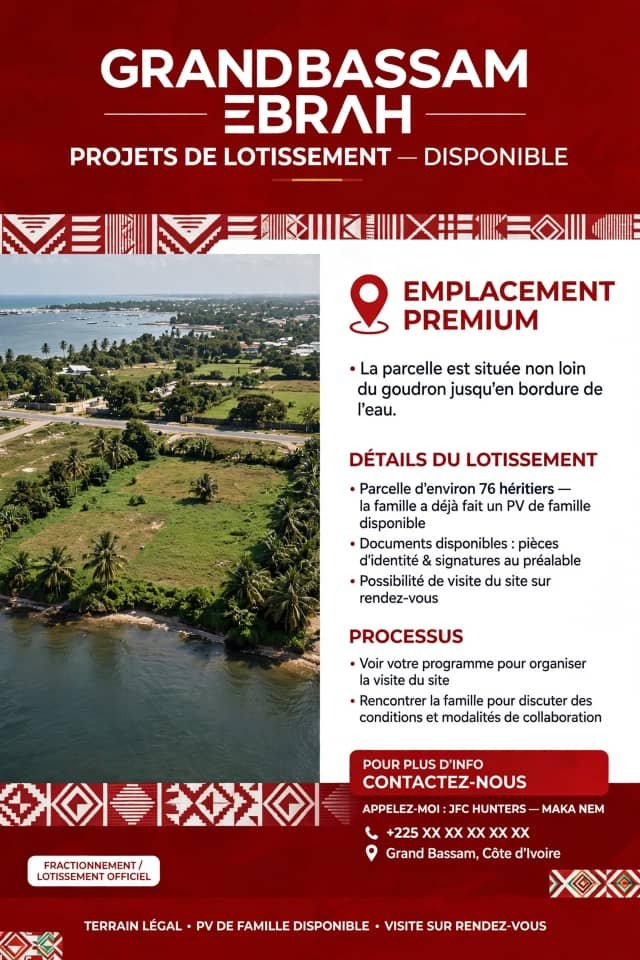 Lotissement à vendre au bord de l’eau